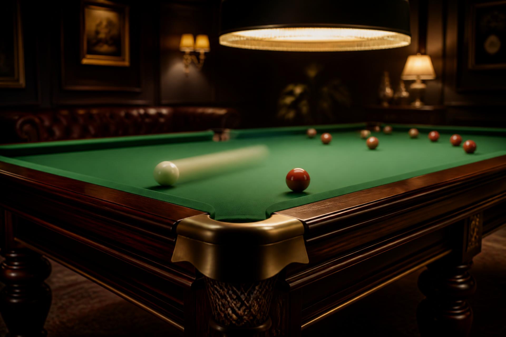 Mahogany billiard table with green felt